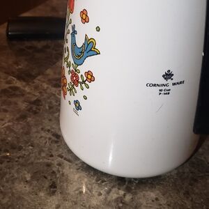 Corningware White Coffee Pot with Floral Design